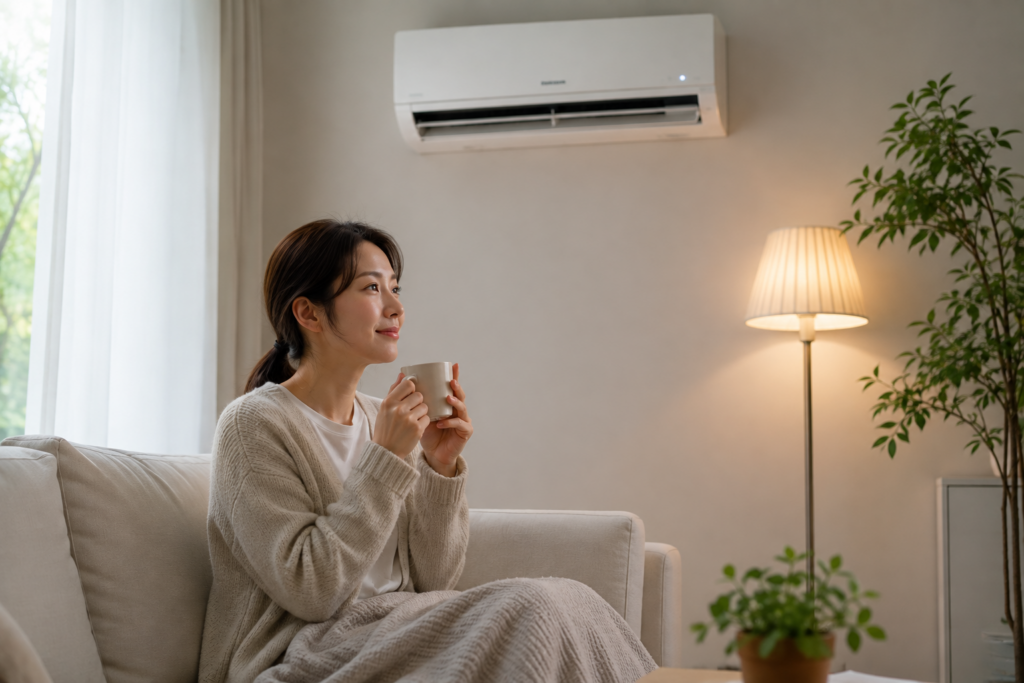 에어컨 실내 냉방병 예방을 위한 겉옷 착용 및 따뜻한 차 섭취